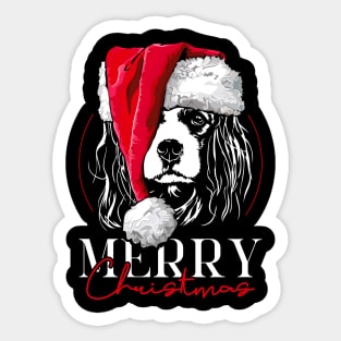 Funny Cavalier King Charles Spaniel Santa Merry Christmas dog mom Sticker